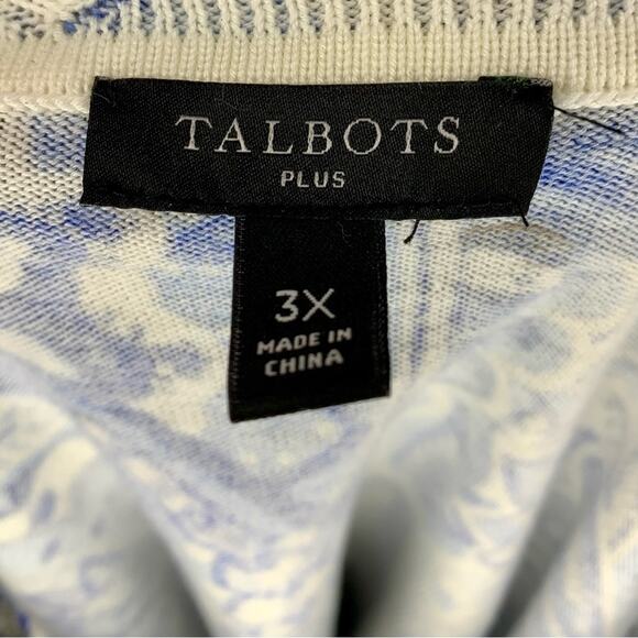 Blue Paisely Talbots Sweater - Picture 3 of 4